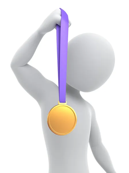 Medallista de oro, imagen 3d con un camino de recorte —  Fotos de Stock