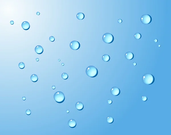 Vector gotas de água contra fundo azul —  Vetores de Stock