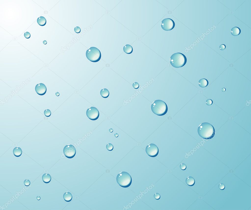 Vector water drops against blue background