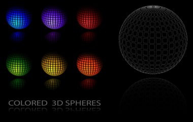 3D izole renkli küreler - vektör çizim