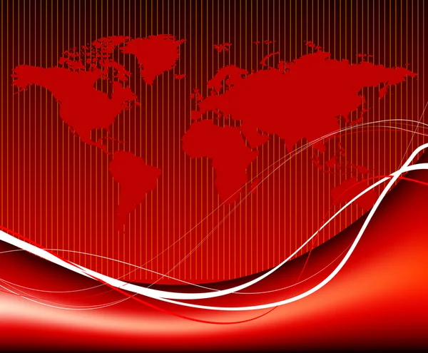 Koncepcja czerwone tło mapę świata — Wektor stockowy