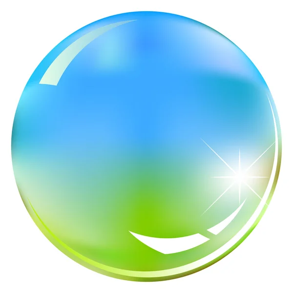 Vihreä ja sininen kiiltävä pallo - vektori kuva — vektorikuva