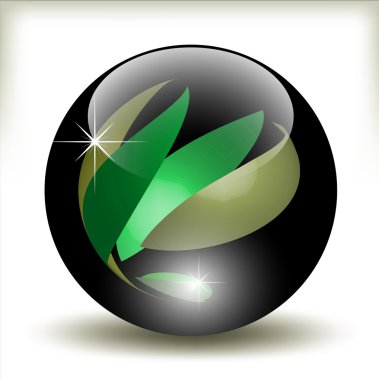 Black glossy refracting sphere - vector illustration clipart