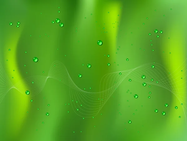 抽象绿色背景与水滴 — 图库矢量图片