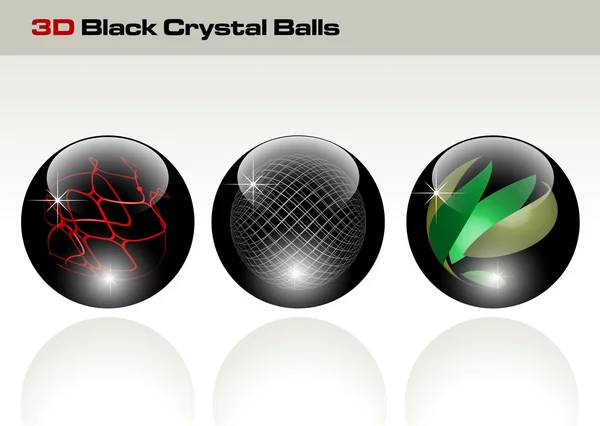 Black glossy refracting spheres - vector illustration — Stock Vector
