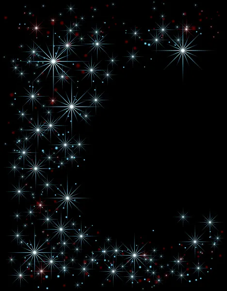 Estrelas sobre noite céu fundo decorativo — Vetor de Stock