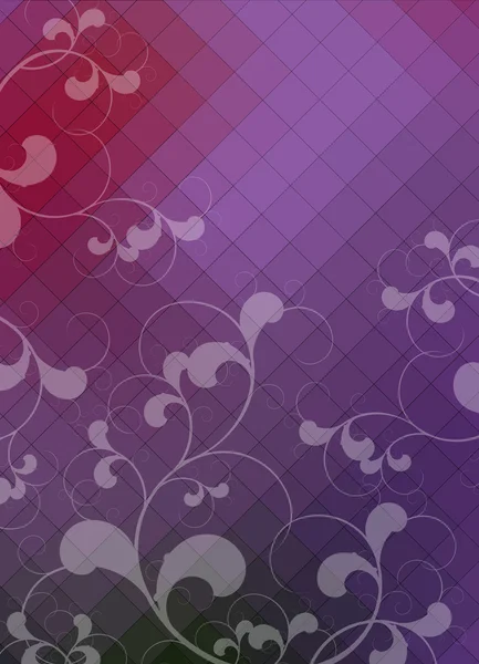 Fondo abstracto púrpura con elementos florales - ilustración vectorial — Archivo Imágenes Vectoriales