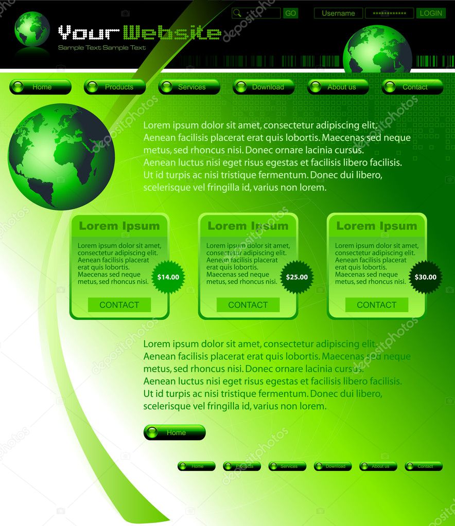 Green website layout template