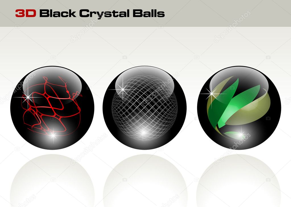 Black glossy refracting spheres - vector illustration