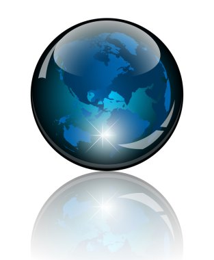 3d crystal globe. World map inside clipart