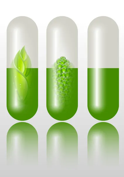 Concepto de medicación alternativa verde - ilustración vectorial — Archivo Imágenes Vectoriales