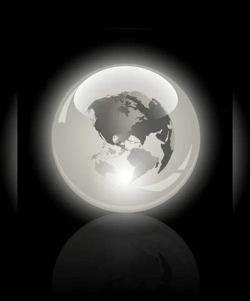 3D crystal globe. Dünya Haritası içinde — Stok Vektör