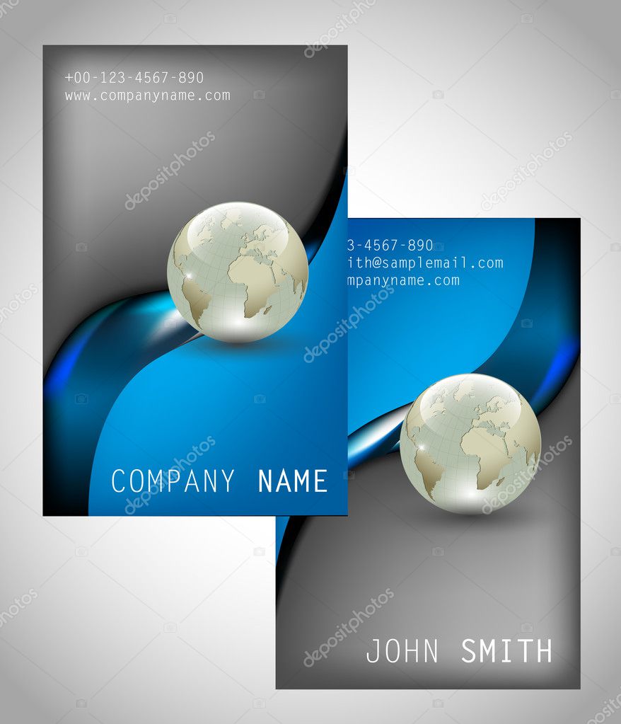 Set of two vertical business cards - vector illustration