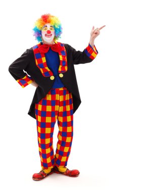 Clown pointing upward clipart