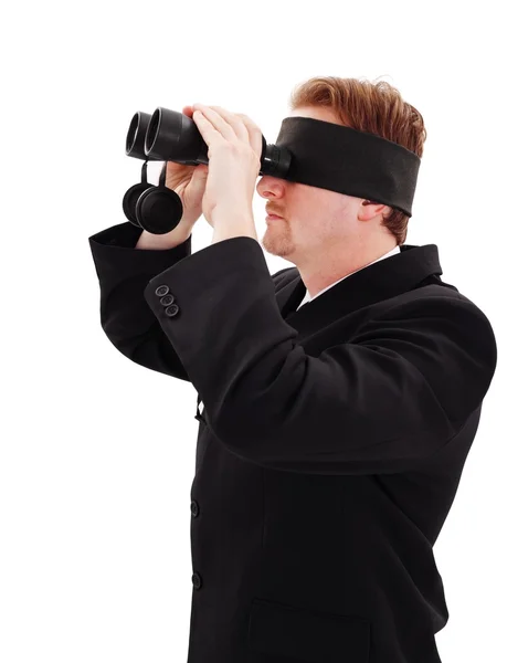 Blinddoek bussiness man op zoek naar baan — Stockfoto