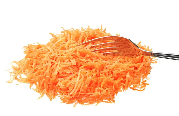 Geraspte wortel met vork — Stockfoto