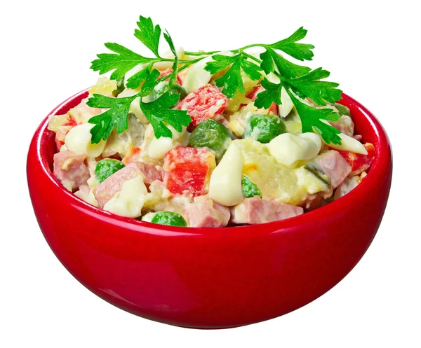 Salat mit Wurst — Stockfoto