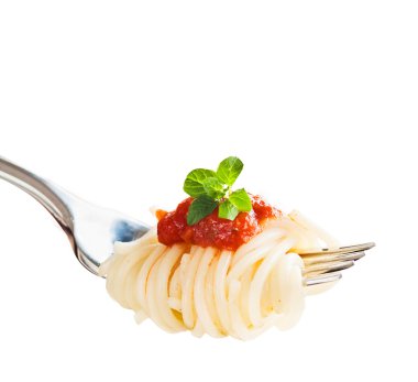 Pasta on fork clipart