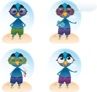 Vector Tweety summer holiday mascot clipart