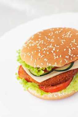 Fried chicken or fish burger sandwich clipart