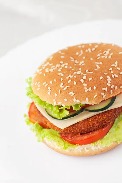 Gebratenes Huhn oder Fisch-Burger-Sandwich — Stockfoto