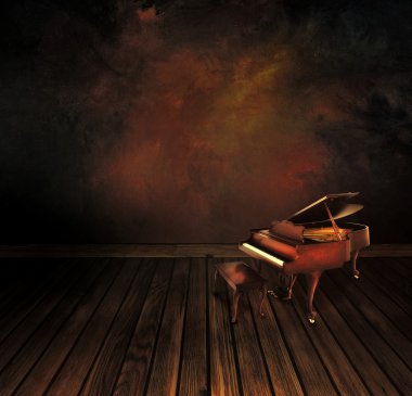 Vintage piano on Art abstract background clipart