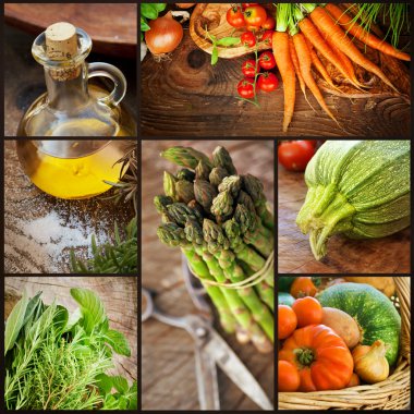 Fresh vegetables collage clipart