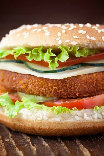 Stock image Fried chicken or fish burger sandwich