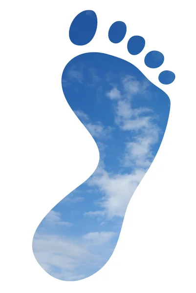 Foot print on a sky background — Stock Photo, Image