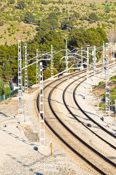 Järnvägen spår i en landsbygdens landskap — Stockfoto