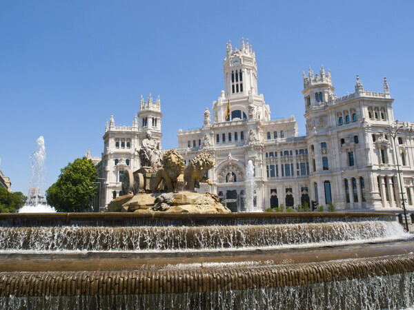 The Plaza de Cibeles is a square with a neo-classical complex of marble sculptures with fountains that has become an iconic symbol.