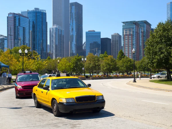 Stanoviště taxi v ulicích Chicaga — Stock fotografie