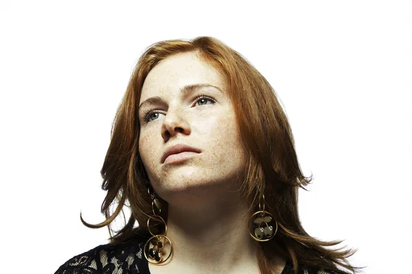 Aranyos vörös hajú lány portréja — Stock Fotó