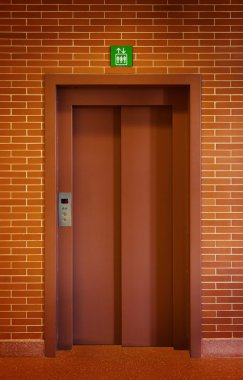 Elevator Door in a Brick Wall clipart