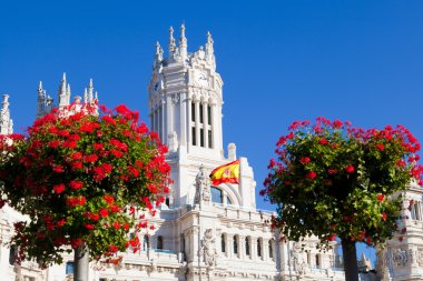 Detail of Palacio de Comunicaciones at Plaza de Cibeles in Madri clipart