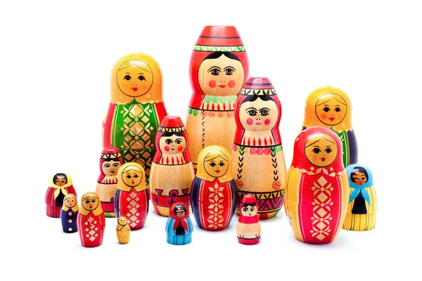Collection of Antique Russian Dolls — Stock Photo, Image