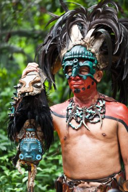 Mayan Shaman in the Xcaret Show in Mexico clipart