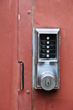 Security lock on metal door clipart