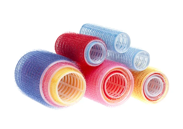 Hair rollers on white — Stock Photo, Image