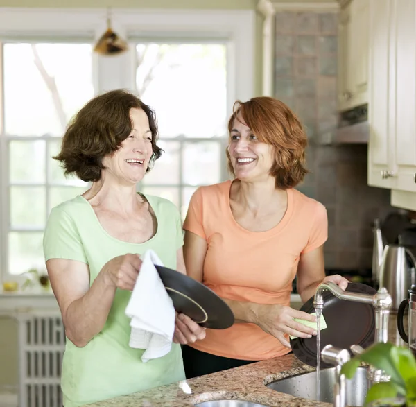 Frauen beim Abwasch in der Küche — Stockfoto