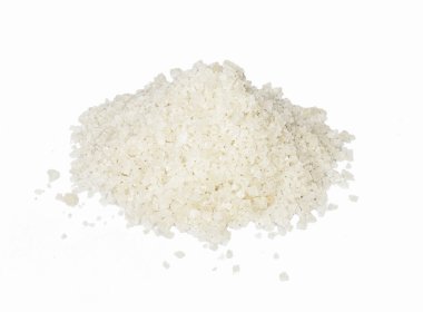 Pile of grey sea salt, hand-harvested, isolated in white clipart