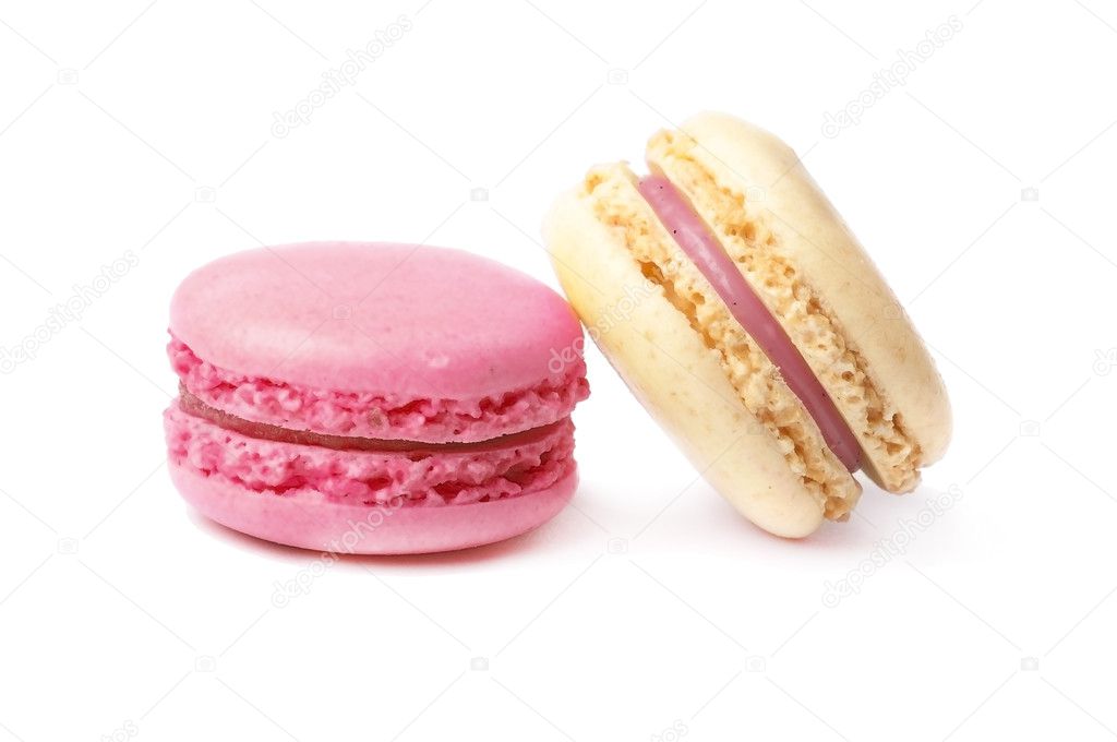 Two french macaroons, isolated in the white