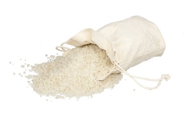 Bag with grey sea salt, isolated clipart