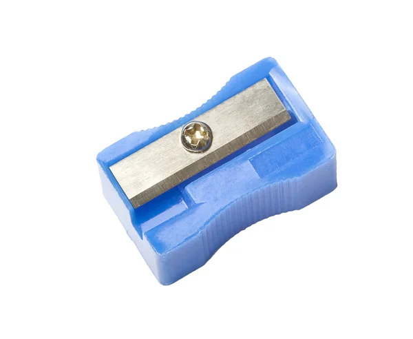 stock image Manual blue pencil sharpener, isolated on the white