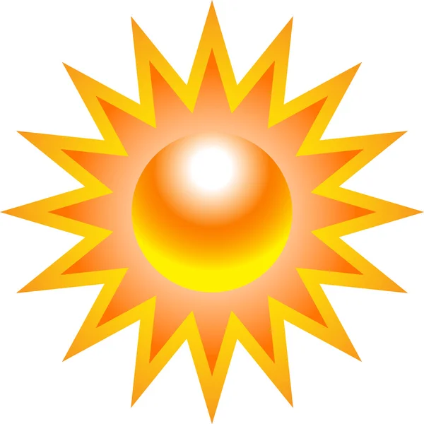 Hořící slunce s ostrými paprsky — Stockový vektor
