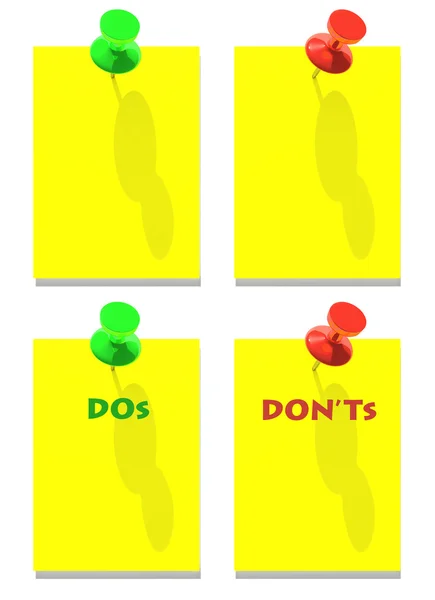 DOs and DON 'Ts green red pins — стоковое фото