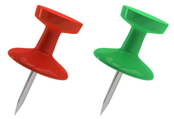 Red and green pushpins — Stock Photo, Image