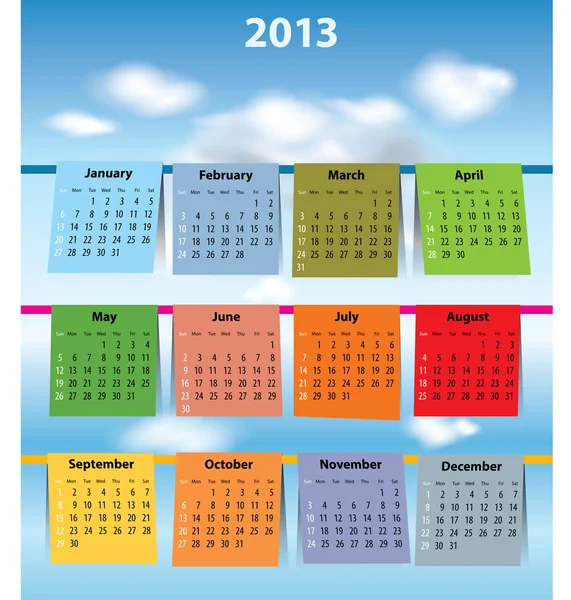 Barevný kalendář 2013 — Stockový vektor