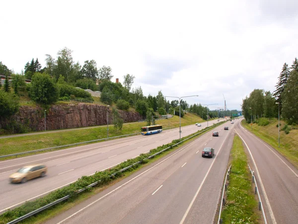 stock image Two line, wide road with curve, highway