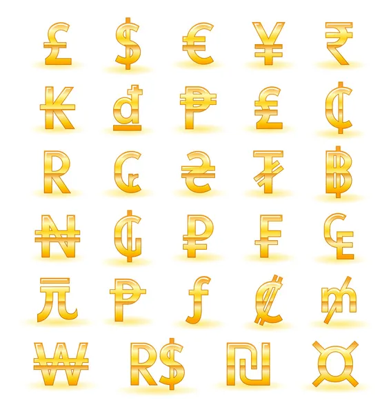 世界的黄金货币符号 — 图库矢量图片